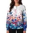 thumbnail image 4 of Scrub Jackets for Woman Long Sleeve Snap Front Lightweight Scrub Jackets for Women Cute Floral Print Scrub Tops Soft Comfy Nurse Working Uniform Dark Blue 5XL, 4 of 5