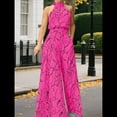 thumbnail image 4 of Elegantes para Mujer, para Fiestas de Noche, Invitadas de Boda, Grandes, Sin Mangas, Pantalones Largos de Pierna Rosa XL, 4 of 5