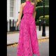 thumbnail image 4 of Elegantes para Mujer, para Fiestas de Noche, Invitadas de Boda, Grandes, Sin Mangas, Pantalones Largos de Pierna Rosa S, 4 of 5