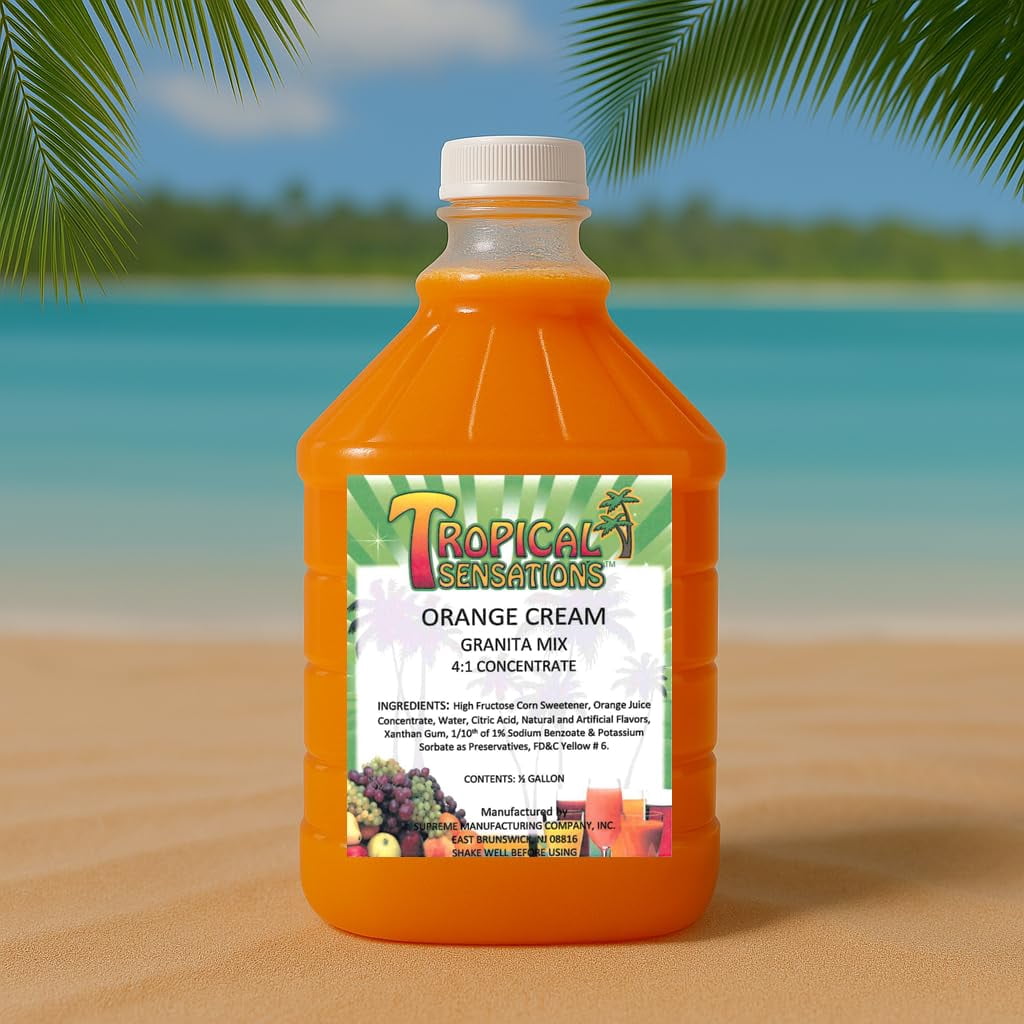 Tropical Sensations Orange Cream Granita Slushie Mix – 64 oz Bottle – Non-Alcoholic Frozen Drink Mix for Slush Machines