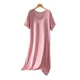 thumbnail image 4 of Antinious Womens Nightgowns Solid Short Sleeve Long Pajama Dress with Built-in Bra,Holiday!Nightgowns for Women,Women Pajama Dress,Pink,Free Size, 4 of 5