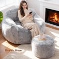 thumbnail image 5 of Bean Bag Chair Bean Bag Chairs for Adults Comfy Beanbag Chair with Spacious Design Giant Bean Bag Couch with Armrest Large Bean Bag Chair with Filler for Living Room Bedroom (Khaki), 5 of 8