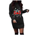 thumbnail image 2 of BLTIBY Christmas Sweatshirt Dress for Women 2024 Xmas Print Winter Autumn Round Neck Casual Soft Long Sleeve Fashion Pullover Dresses Outfit Trendy Black 2 XL, 2 of 4