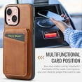 thumbnail image 4 of Cutyskin for iPhone 14 Plus Wallet Case, Detachable Credit Card Holder [RFID Blocking] [Compatible with MagSafe] Premium PU Leather Kickstand Back Flip Magnetic Clasp Shockproof Case, Brown, 4 of 11