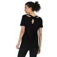 thumbnail image 3 of Women's Short Sleeve Yoga Activewear Cross Back Running Shirts Top, 3 of 6