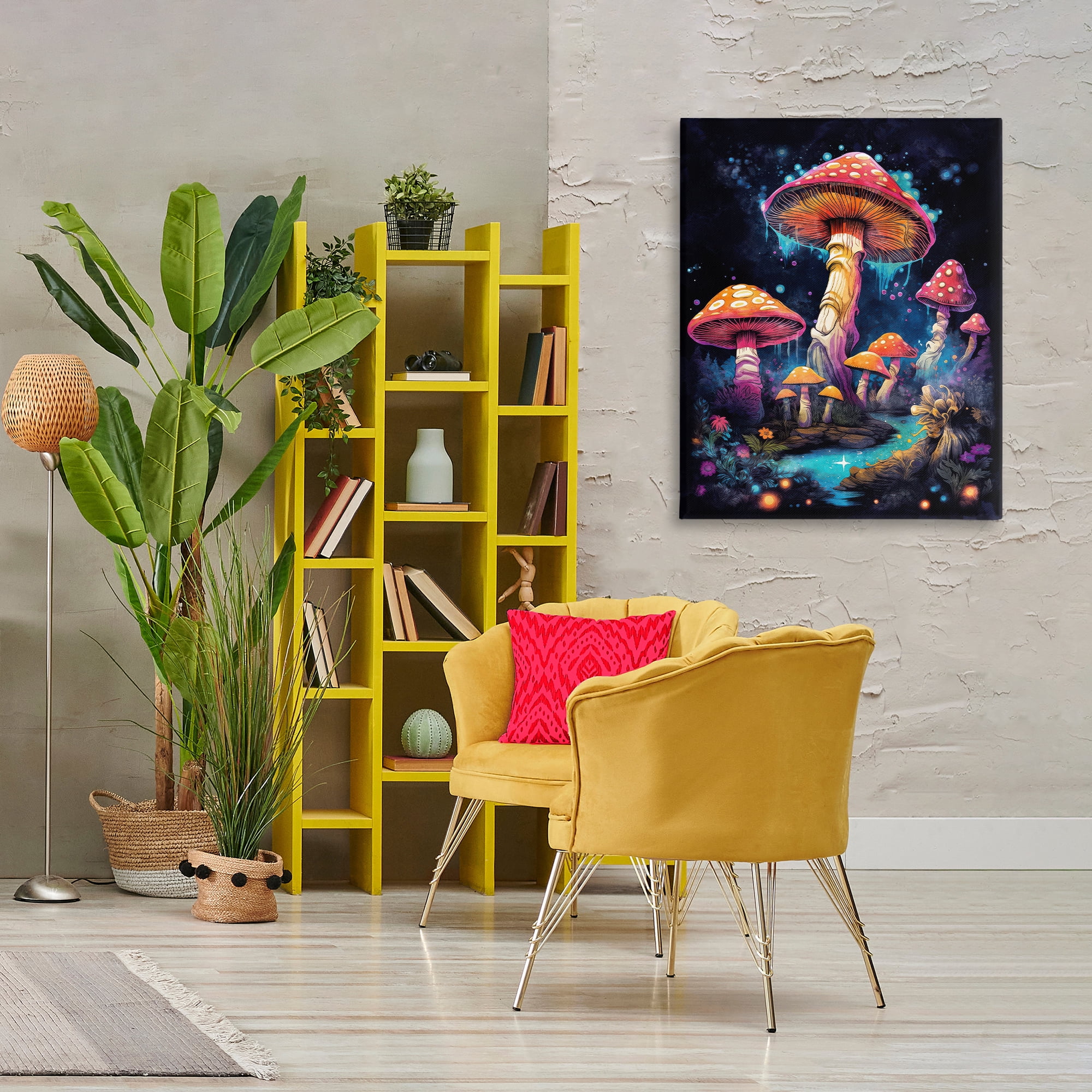 Stupell Industries Psychedelic Mushroom Scene Landscape & Nature Painting Wrapped Canvas Art Print Wall Art, 30 x 40
