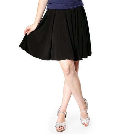 Evanese Women's A Line Knee Length Yoke Skirt with Uneven Pleats