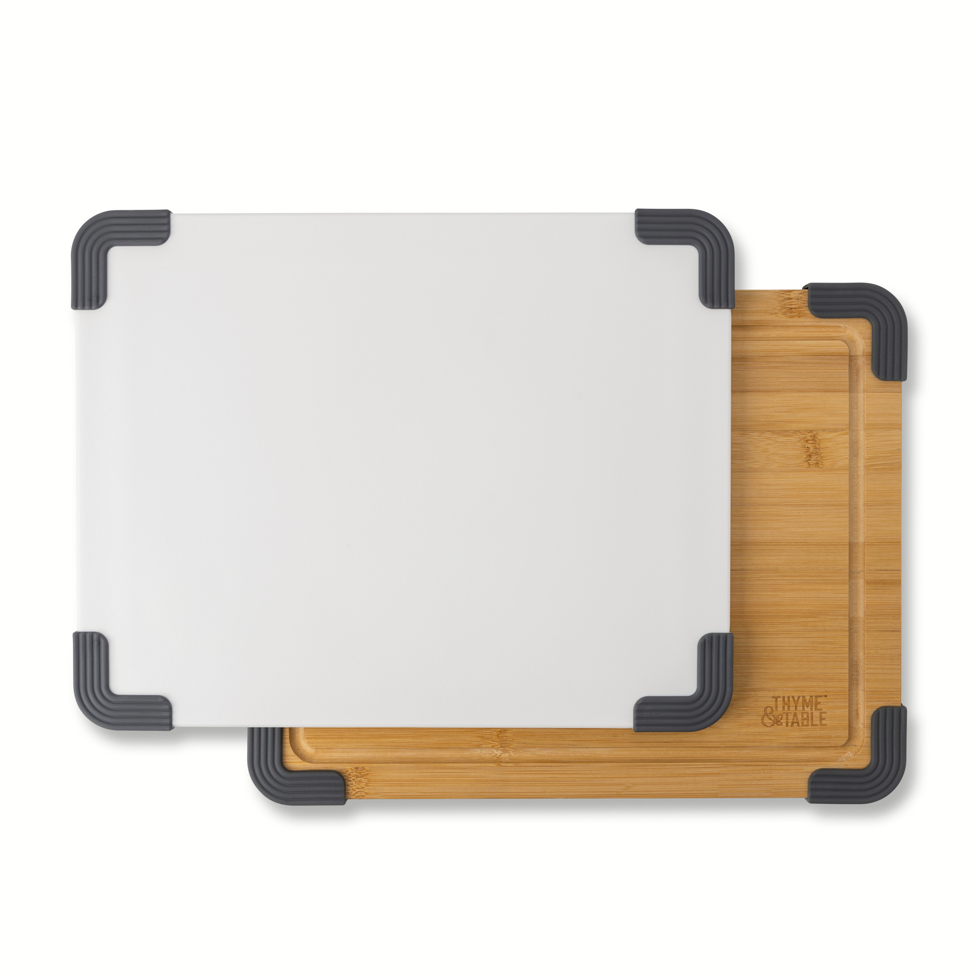 Thyme & Table 2-Piece Cutting Board Set, Bamboo & Polypropylene photo 4