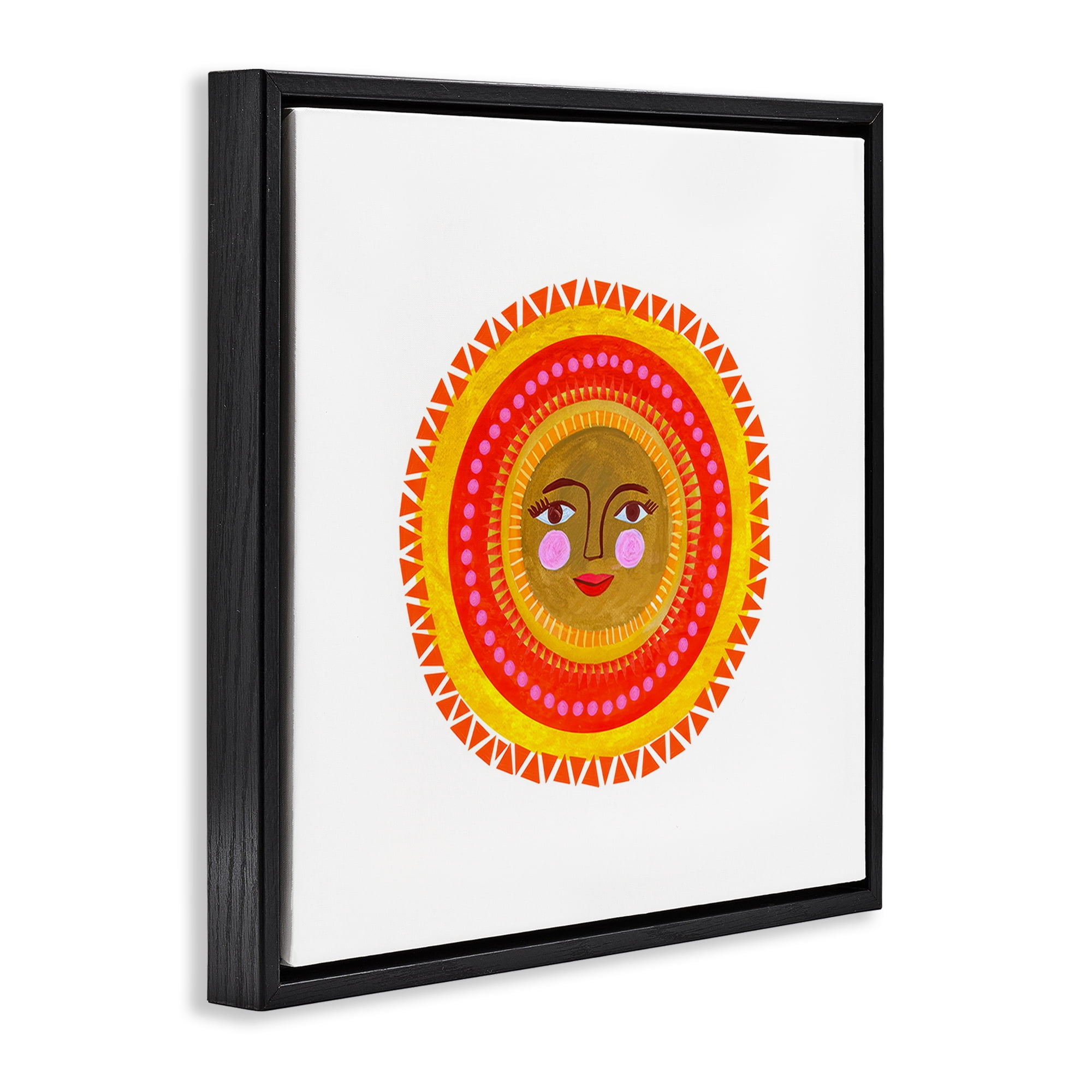 Stupell Industries Bold Bohemian Sun Black Framed Floater Canvas Wall Art, design by Katherine Herrell Studio