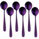 thumbnail image 1 of Juego de 6 cucharas de sopa, cuchara de caldo de 7 pulgadas, cucharas de postre de acero inoxidable 18/10 (púrpura), 1 of 5