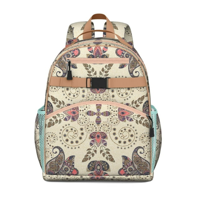 Chic Paisley Pattern Backpack Spine-Protecting Design for Teens