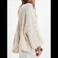 thumbnail image 3 of Suéteres Cortos de Punto para Mujer, de Gran Tamaño, con Mangas 3/4 y Cuello Redondo, Informales, para Otoño. Albaricoque M, 3 of 7