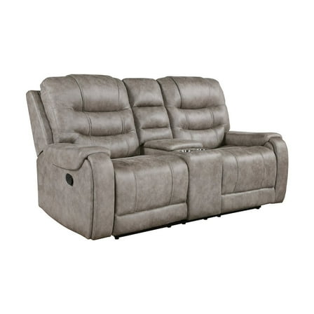 Lexicon Oberon Microfiber Double Reclining Love Seat in Grayish brown