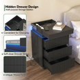 thumbnail image 4 of PAPROOS Nightstand Set of 2 with Charging Station and LED Lights, 3 Drawer Nightstand with Sliding Top Hidden Storage, Modern Fluted Bedside Tables with USB-C Port & Outlets for Bedroom, Black, 4 of 10