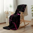 thumbnail image 4 of 1pc 280gsm Lightning Bolt Pattern Flannel Blanket - Pink & Black Contemporary Design, All-Season Multi-Use for Sofa, Bed, Car, Outdoor - Soft Warm Gift Idea, Throw Blanket for Couch, Cozy Textile, 4 of 9