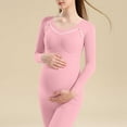 thumbnail image 5 of Maternity T-Shirt for Women Long Sleeve Cotton Velvet Seamless Mama Top Removable Pads Crew Neck Pregnancy Tees (M, Pink), 5 of 7