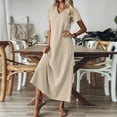 thumbnail image 4 of Summer Dresses for Women, Lightweight Cotton Linen Blend Long Dress, Loose A-Line Casual Maxi Dress Beige S, 4 of 6