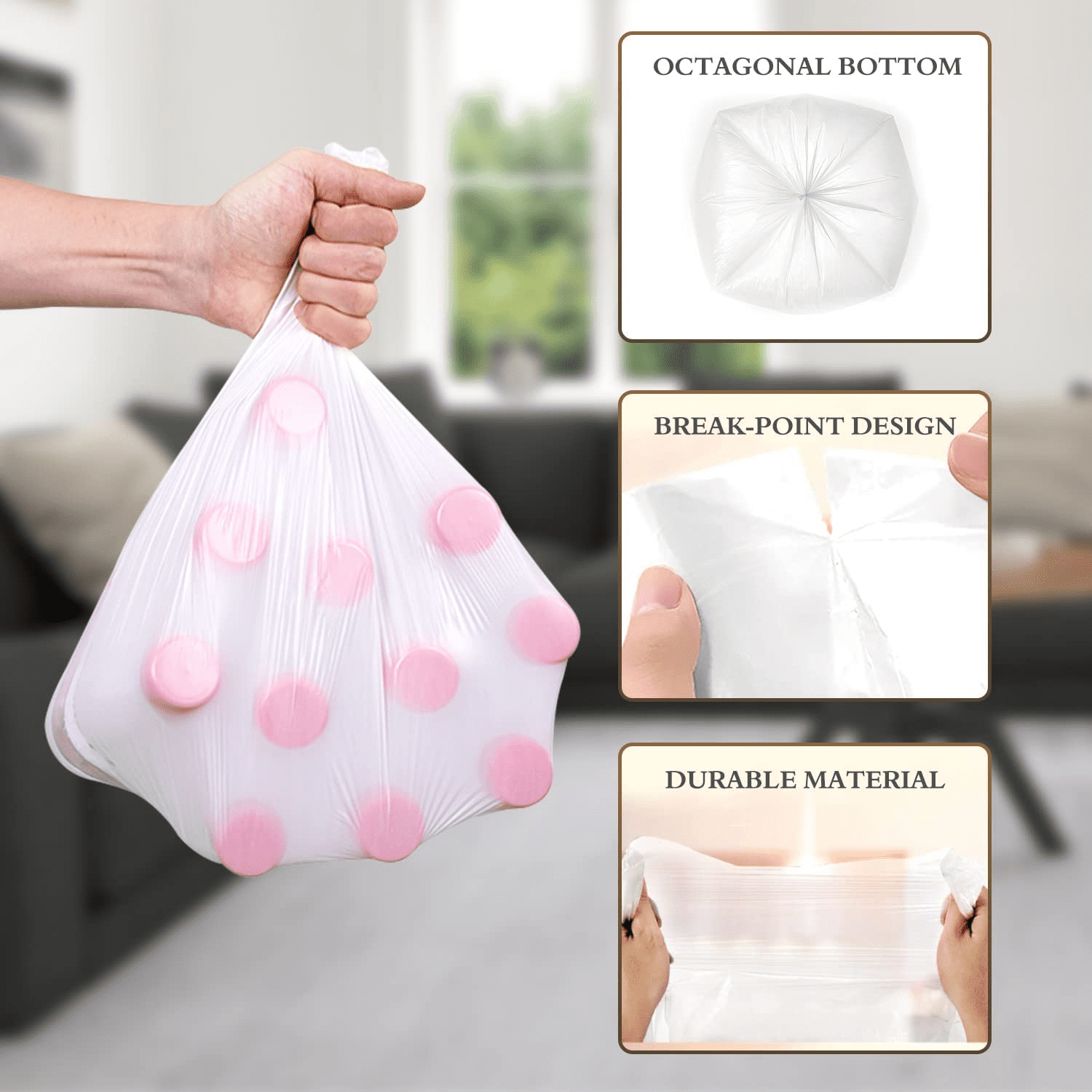 Charmount Small Trash Bags 1.2 Gallon, 102 Count Garbage Bags Bathroom  Trash Can Liners,fit 4.5-5 Liter Clear