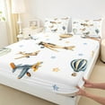 thumbnail image 3 of jejeloiu Retro Airplane Aircraft Bed Sheets,Hot Air Balloon King Sheets,Colorful Stars Print Sheet Set For Child,Super Cozy Room Decor,4pcs, 3 of 7