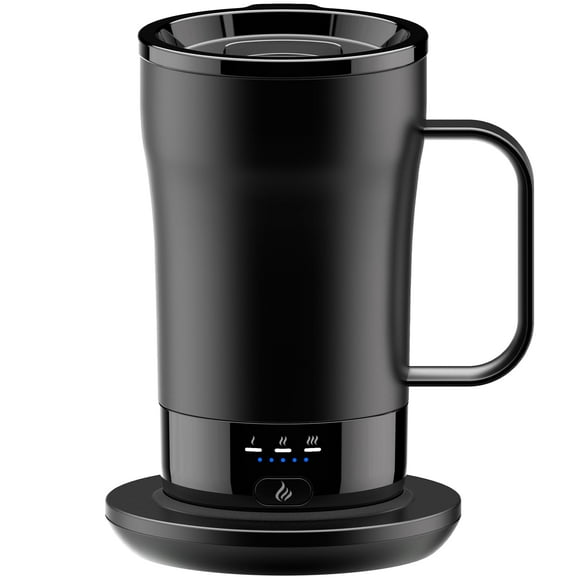 Taza de café autocalentable PUSEE de 400 ml recargable con tapa
