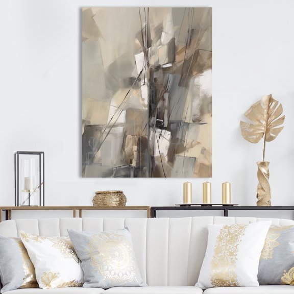 Designart "Abstract Design Shapes I" Abstract Wall Art For Bathroom