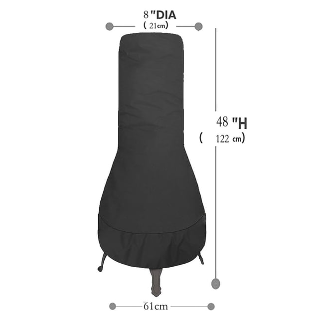 Sleek Black Waterproof Chiminea Covers Size of 48 x 24 x 12 Inch Available