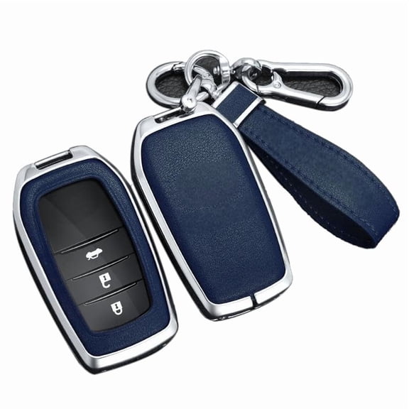 Key Fob Cover for Toyota, Leather Zinc Alloy Key Fob Case for 2025 Camry, 2021-2025 Venza, Grand Highlander Hilux, Fortuner, 2022-2025 Tundra Tacoma