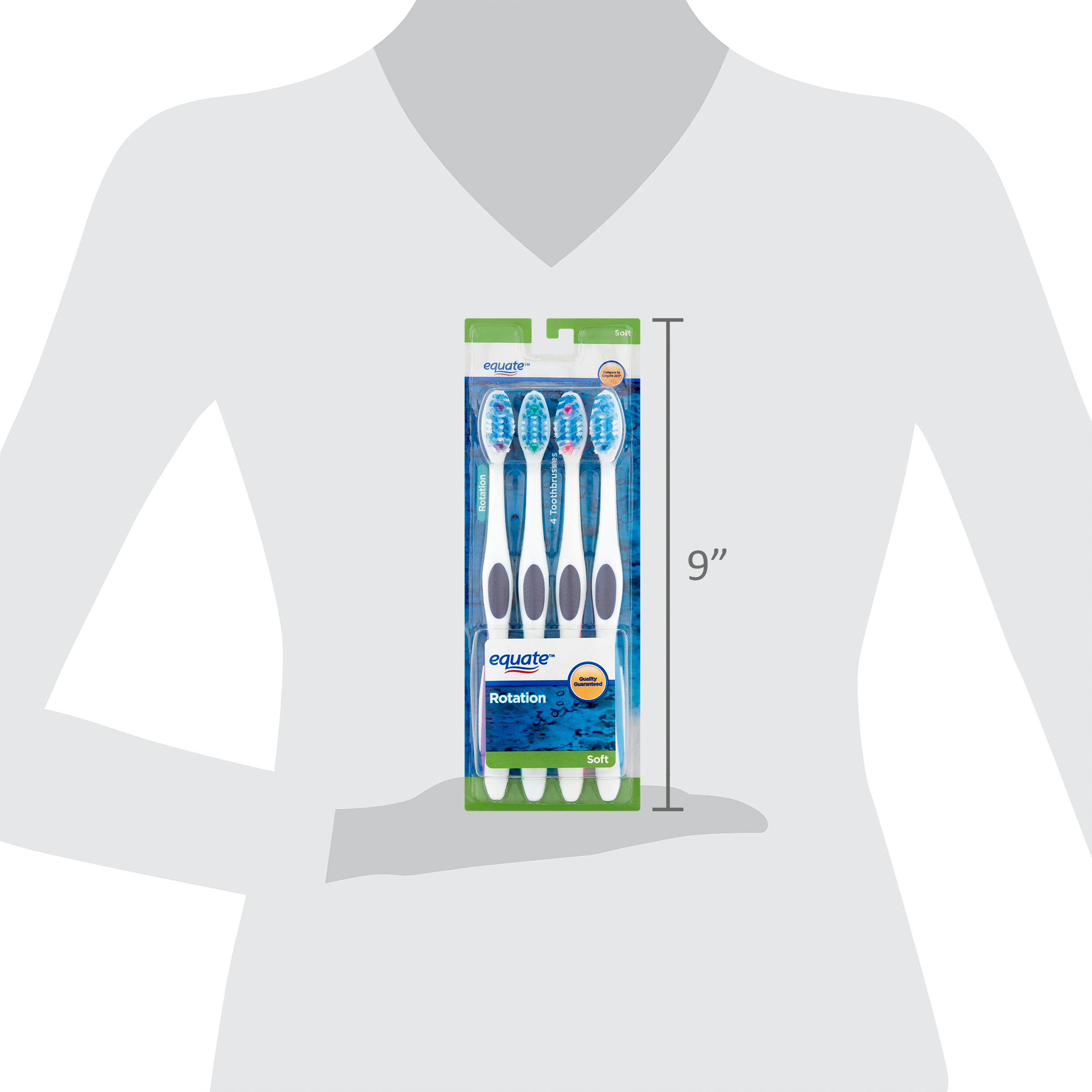 Equate Rotation, Adult Manual Soft Bristle Toothbrush with Tongue and Cheek Cleaner, 4 Count - image 8 of 9
