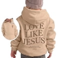 thumbnail image 3 of YUEHUA Kids Hooded Sweatshirt with Back LOVE LIKE JESUS Print Long Sleeve Casual Religious Sayings Pullover for Daily Wear, 3 of 7