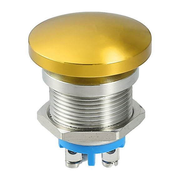 Unique Bargains 19 mm Momentary Push Button Switch Metal Head Round Start Button AC/DC 12V-250V Gold Tone