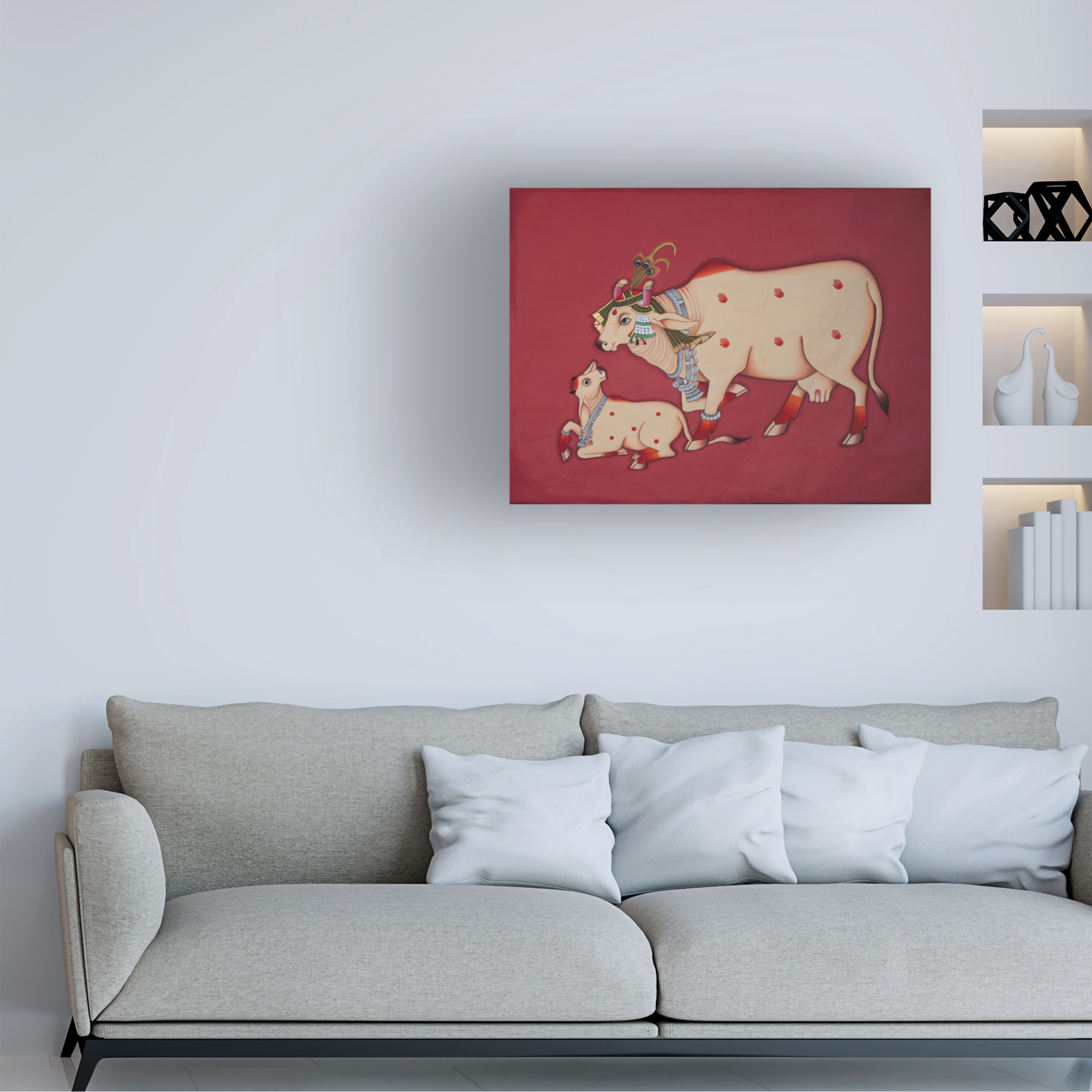 Imagineers Studio 'Kamdhenu Cow And Calf Painting' Canvas Art