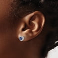 thumbnail image 2 of Auriga Fine Jewelry 925 Sterling Silver Created Sapphire and Diamond Heart Stud Earrings for Women, 2 of 6