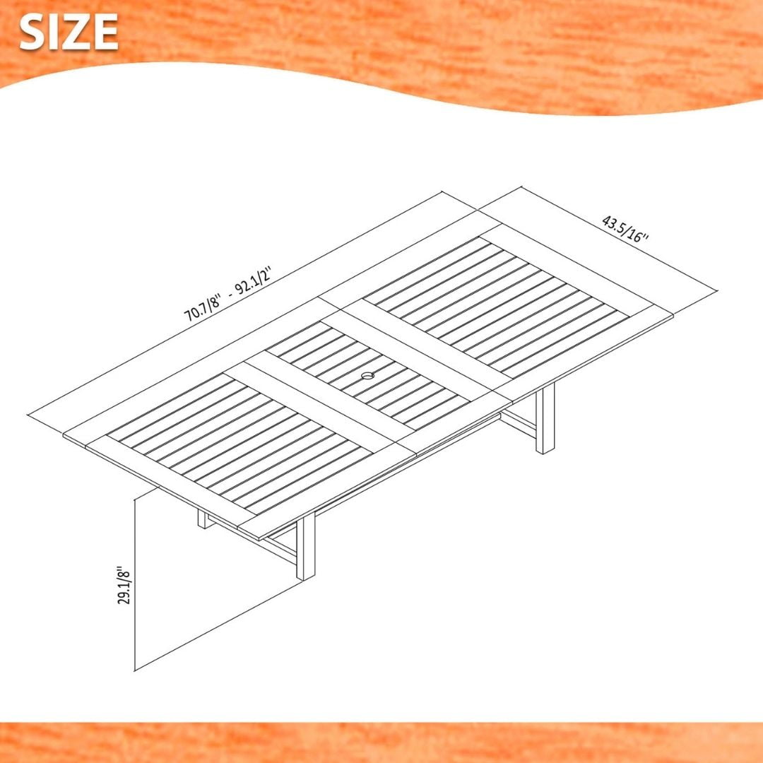 Amazonia Sakura 9-Piece Patio Dining Table Set, Eucalyptus Wood 100% FSC, Ideal for the Outdoors and Indoors, Brown