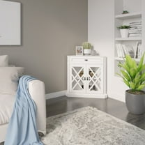 Twin Star Home Modern Farmhouse Corner Accent Cabinet, White
