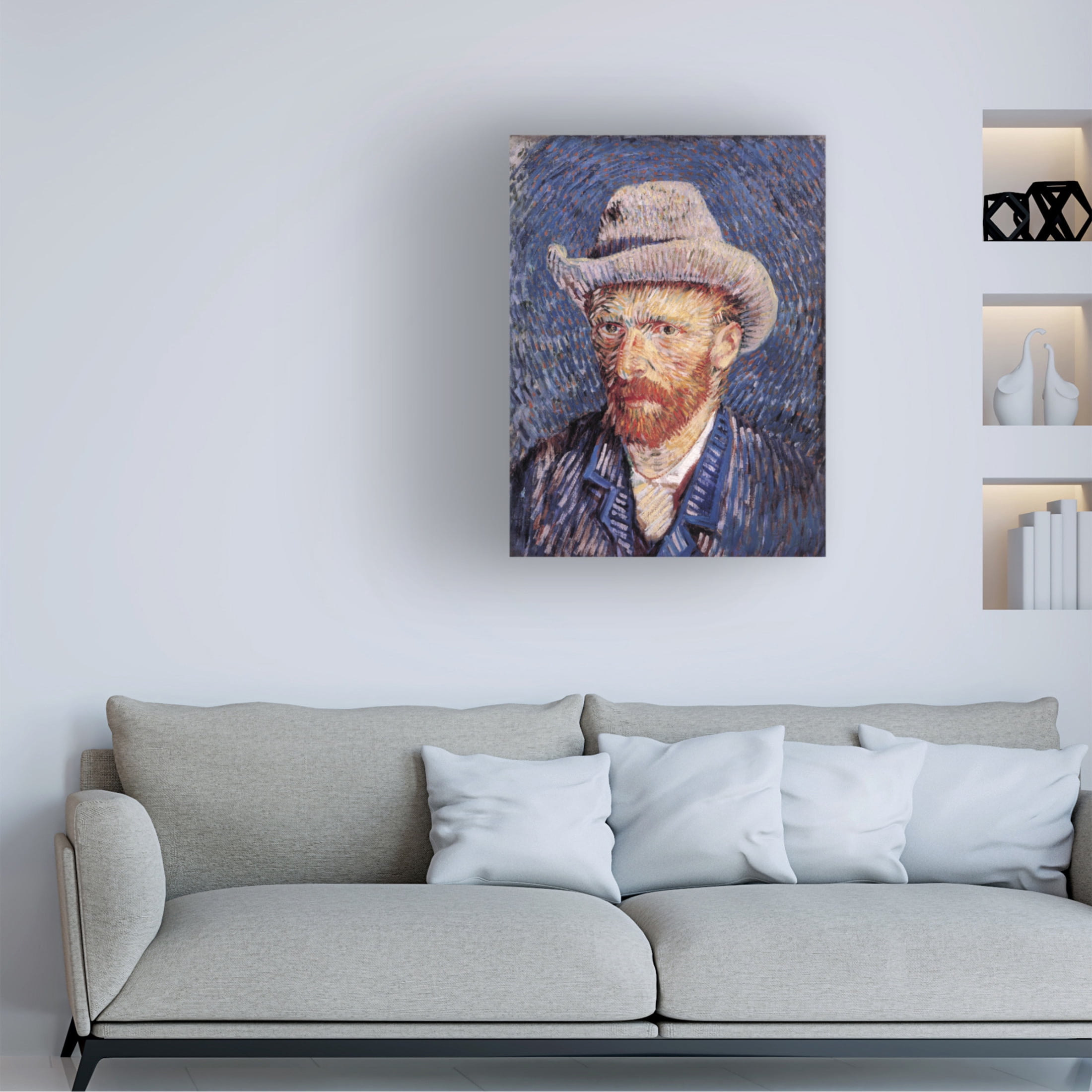 Canvas Wall Art - Masters Collection 'Self Portrait In Blue Vincent Van Gogh' Wall Art for Living Room, Bedroom, or Office Décor by Trademark Fine Art - 24 x 32 Inches