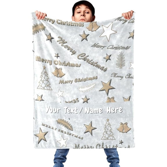 Christmas Santa Claus Blanket, Customized Blanket with Name, Personalized Blanket Throw Blankets for Adult Kid Christmas, 30" x 40"