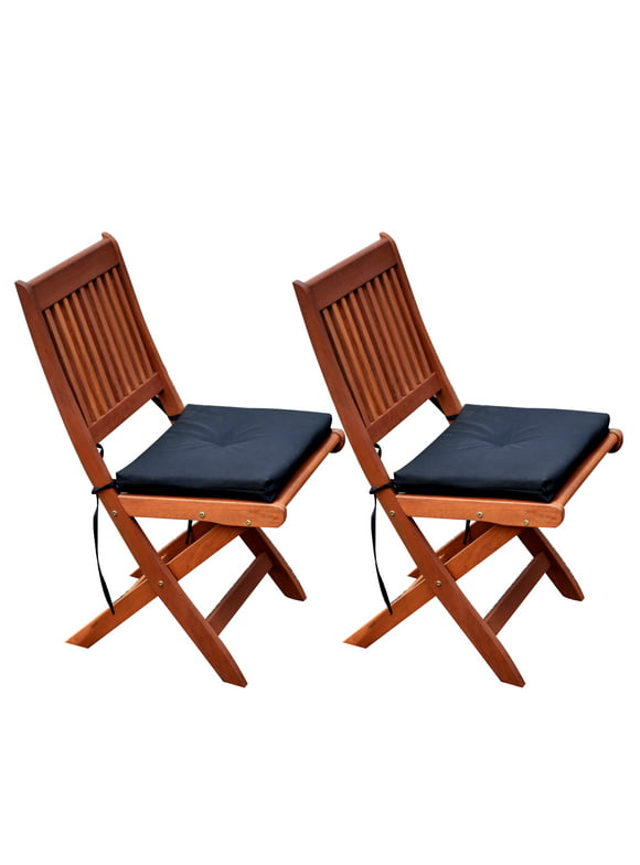CorLiving Cinnamon Brown Hardwood Outdoor Folding Chairs, Set of 2