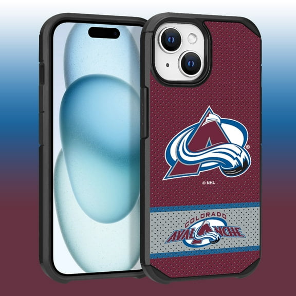 Apple iPhone 15 - NHL Licensed Colorado Avalance Team Logo on Jersey Textured Dual Layer Case