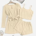 thumbnail image 4 of Kelon Ensembles de Pyjama pour Femmes Liquidation Pyjamas en Dentelle pour Femmes Ensemble de 3 Pcs Tenue d'Intérieur Pyjama avec Peignoirs Ensemble Robe de Chambre Courte Ensemble de Maison Courte Décontracté Ensemble de Combine, 4 of 5