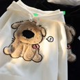 thumbnail image 5 of TrendOFT Cute Dog Graphic Hoodies for Women Embroidery Hooded Sweatshirts Girls Kawaii Cartoon Anime Lightweight Pullover Tops Beige L, 5 of 8