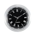 thumbnail image 1 of Inserto de reloj redondo con números romanos, decorativo, para oficina, manualidades, reloj, montaje marco plateado negro, 1 of 9
