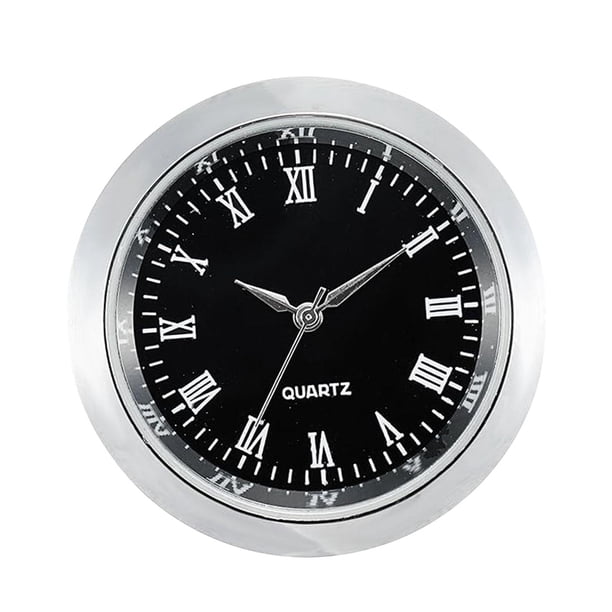 Inserto de reloj redondo para dormitorio, sala de estar, hardware, oficina, hogar, manualidades, reloj marco plateado negro