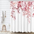 thumbnail image 4 of Pink Eucalyptus Shower Curtain Sets, Watercolor Blush Leaves on The Top Plant with Floral Bathroom Decoration 72x84 Inch with Hooks, 4 of 6