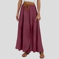 thumbnail image 4 of Womens Wide Leg Midi Skirts High Rise Comfortable Fit Casual Everyday Brick Red L, 4 of 7