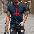 thumbnail image 4 of Mens Casual Manga Corta Botón Abajo Camisetas Estados Unidos Bandera Impresión Cuello Redondo Suéter Camiseta, Poliéster Casual Uso Diario para Hombres, 4 of 5
