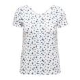 thumbnail image 1 of ONLY Camiseta para mujer - ONLBERA BACK LACE UP TO, cuello redondo, viscosa Blanco/Azul S (Small), 1 of 3