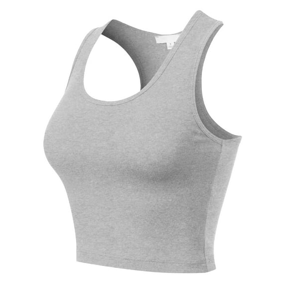 MixMatchy Women's Cotton Solid Sleeveless Racerback Sports Crop Tank Top