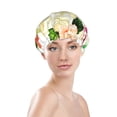 thumbnail image 3 of Kdxio Floral Vintage Print Shower Cap for Women,Elastic and Reusable,Double Waterproof Layers Bathing Hat, 3 of 9