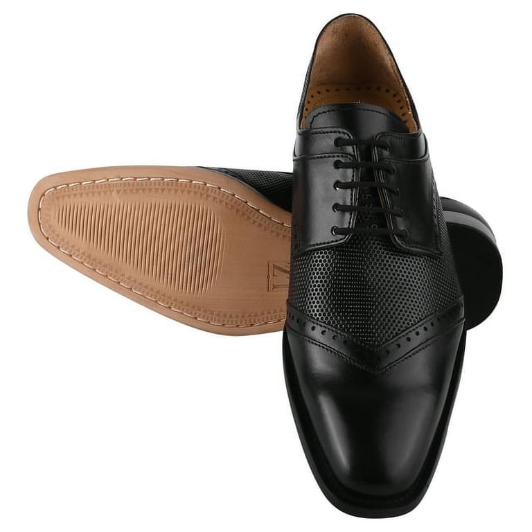 LIBERTYZENO Mens Formal Genuine Leather And Suede Black Oxford Dress Shoes LIBERTYZENO Mens Classic Leather Formal Oxford Shoes, Black  main image 2