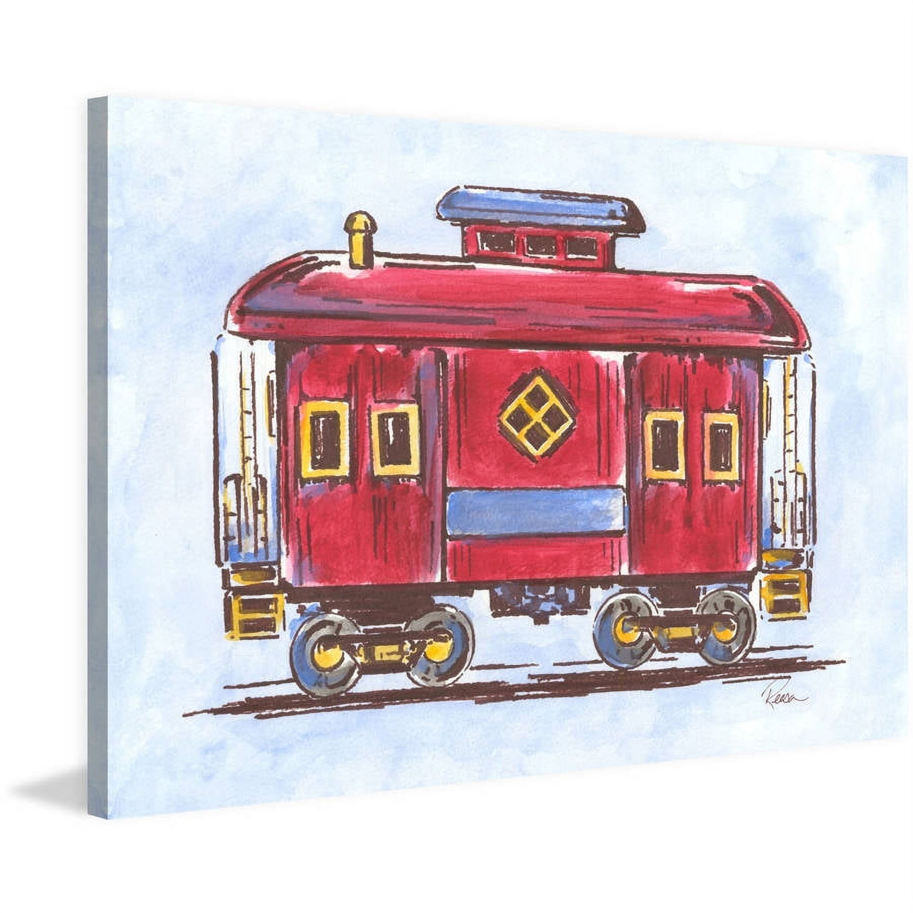 Marmont Hill "Red Train" by Reesa Qualia Painting Print on Wrapped Canvas